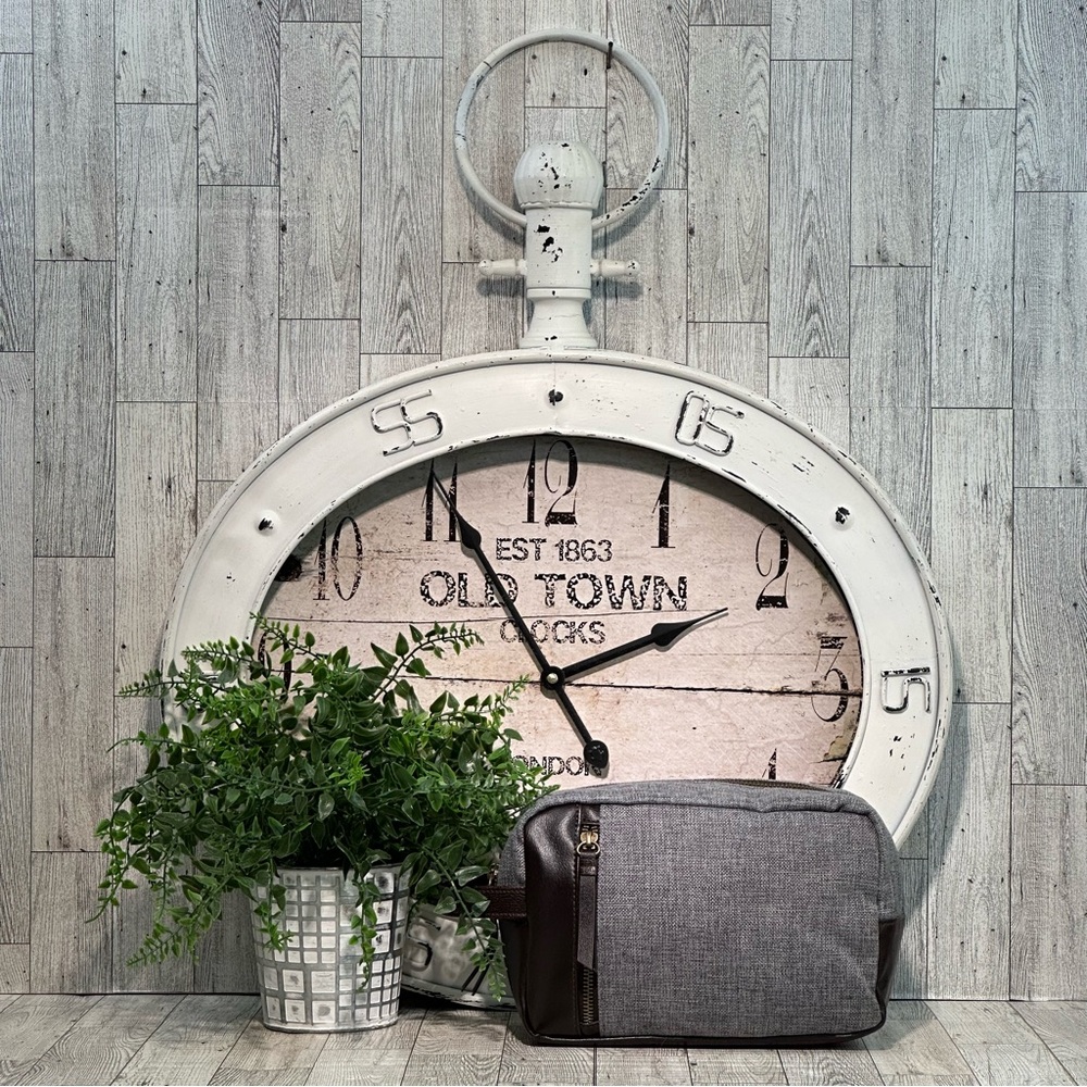 NWOT Gray & Brown Vegan Leather Cosmetics Makeup Travel Bag Roomy & Lightweight